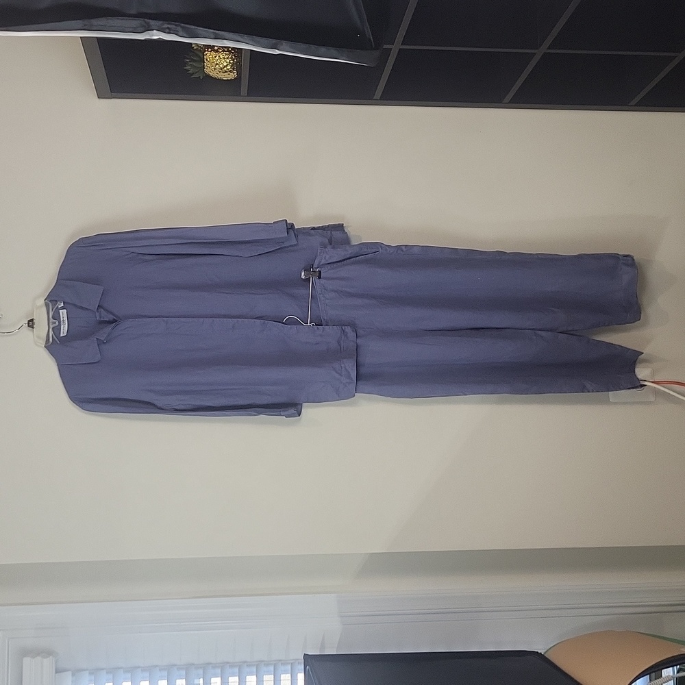 MARISA CHRISTINA Periwinkle Blue Linen Lagenlook 2 Piece Shirt/Jacket & Pants - Picture 1 of 17